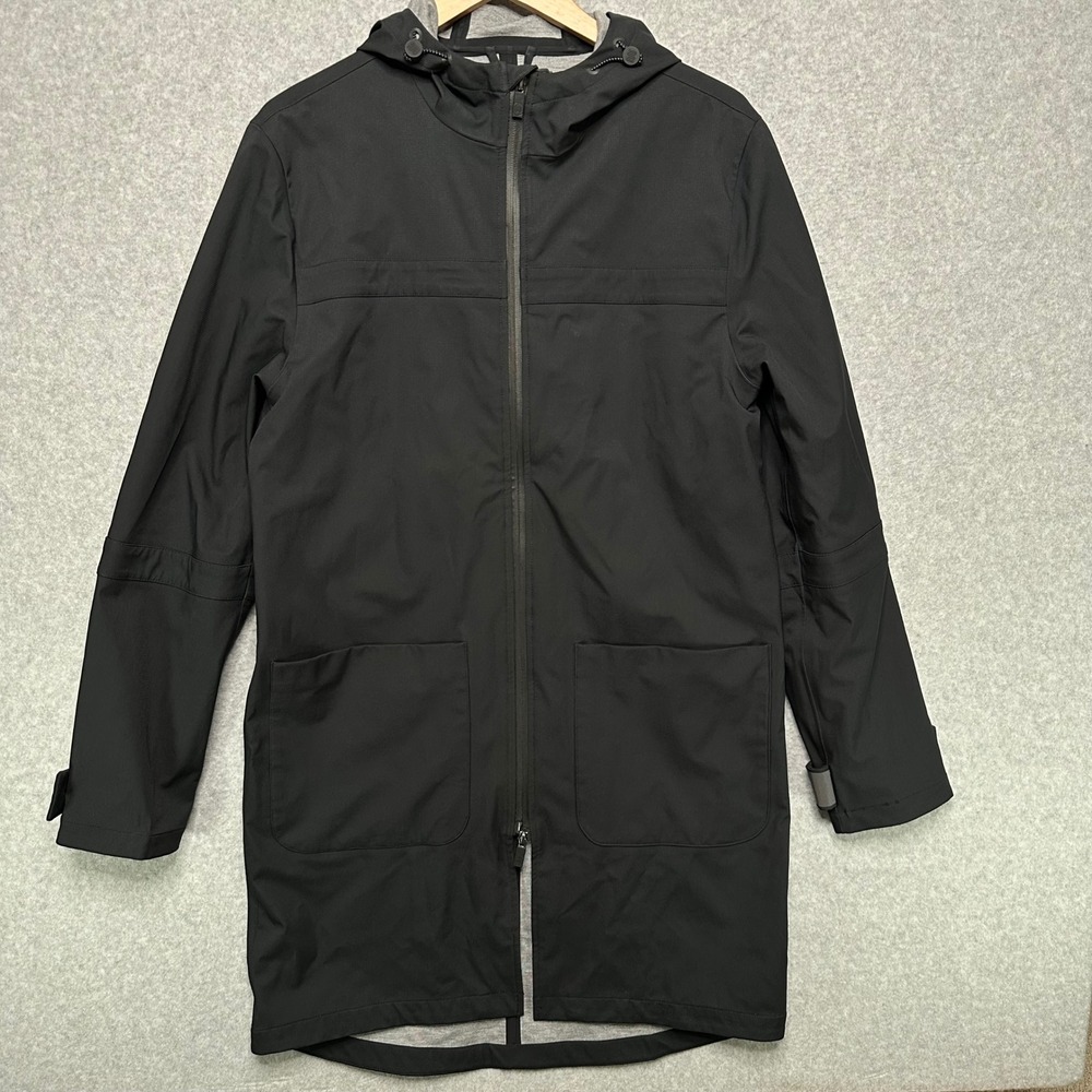 North & Mark Mens Hooded Parka Jacket Black Technical Shell Size S Small‎ NEW